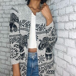 Tapestry Cardigan with Elephants